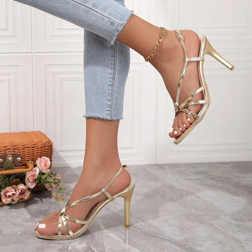 Elegant Stiletto Gladiator Sandals for Women's Summer Parties